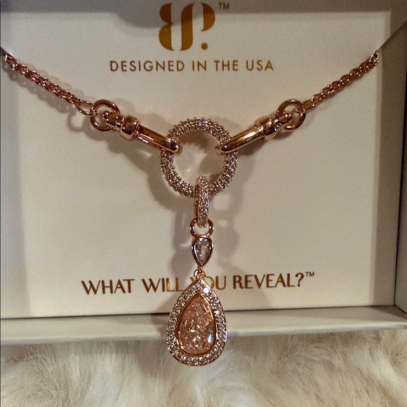 Bomb Party Jewelry - Elegant Rose Gold Necklace with Teardrop Charm